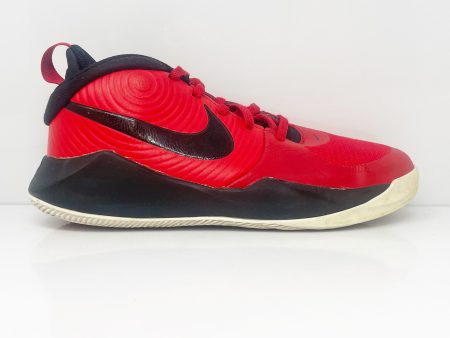 Nike Boys Team Hustle D9 AQ4224-600 Red Basketball Shoes Sneakers Size 5Y For Sale