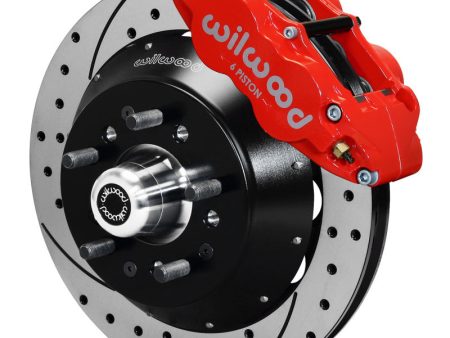 Wilwood Narrow Superlite 6R Dust Seal Front Hub Kit 14.00in Drill Red 67-69 Camaro 64-72 Nova on Sale